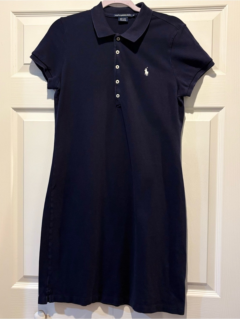 Ralph Lauren Sport Vtg Navy Polo Dress Tennis Golf Sports Outdoor Cotton Sz L